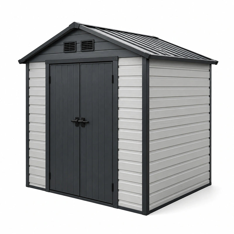 Abri de jardin en plastique gris clair 213x130x185 cm