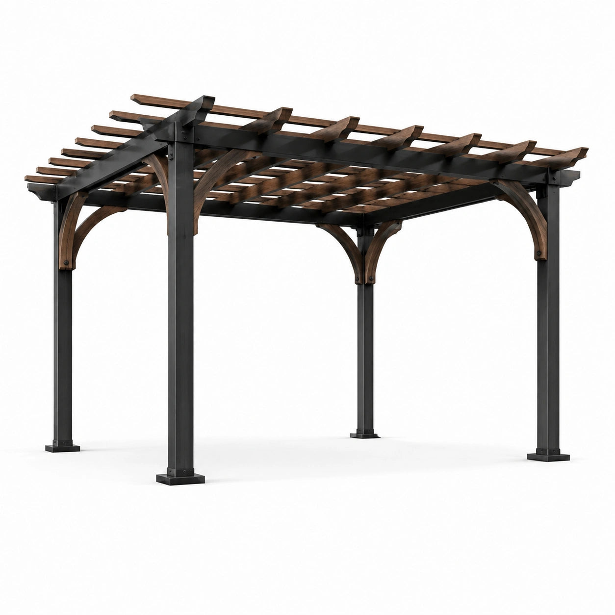 Pergola en métal et bois de cèdre 300 cm x 400 cm