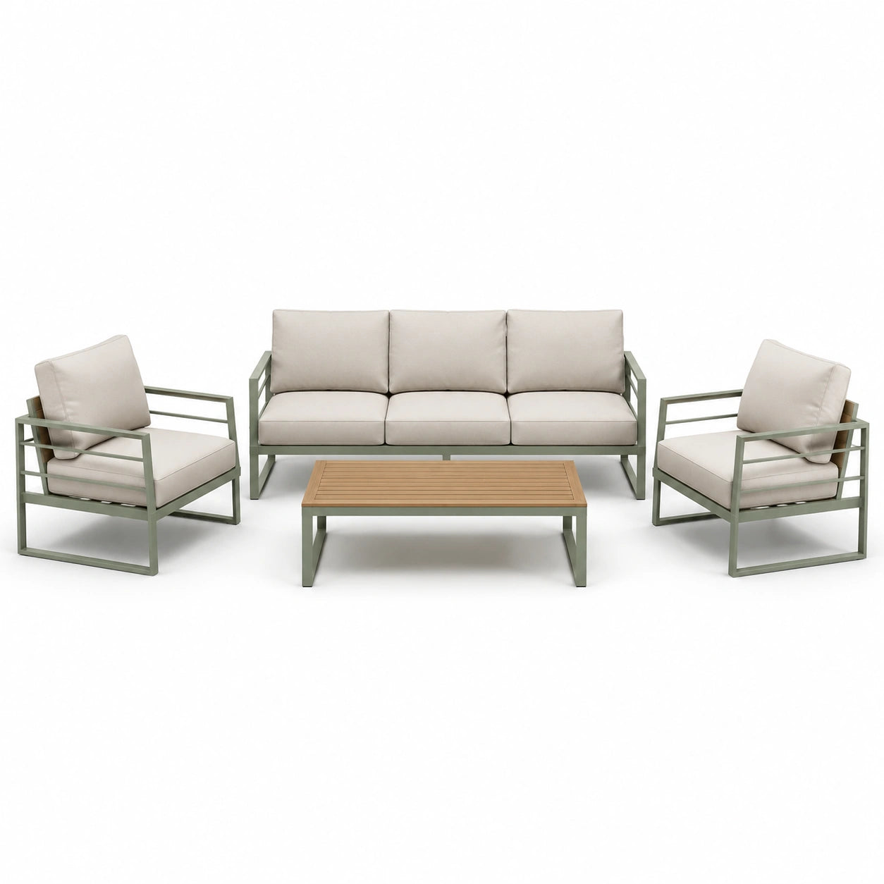 Ensemble de mobilier d'extérieur en aluminium avec coussins en polyester taupe