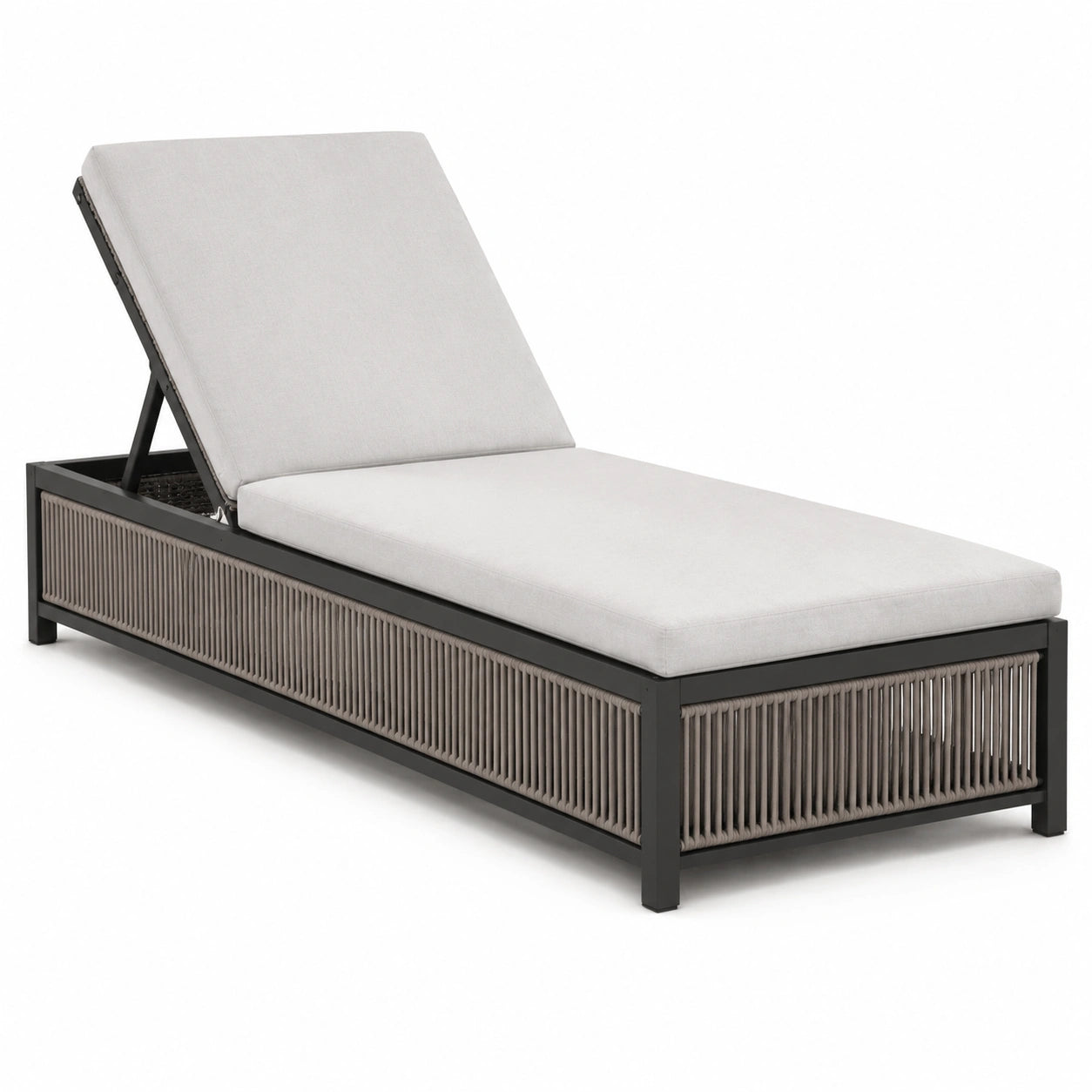 Bain de soleil en aluminium avec coussin en polyester gris