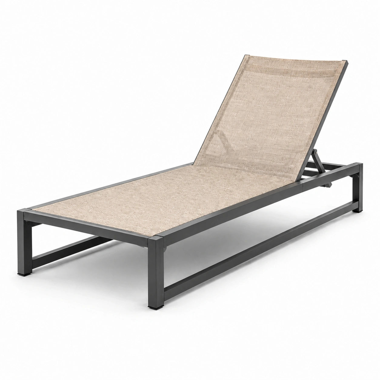 Chaise longue réglable en aluminium et textilène beige