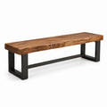 Banc en bois massif avec structure en métal, marron et noir