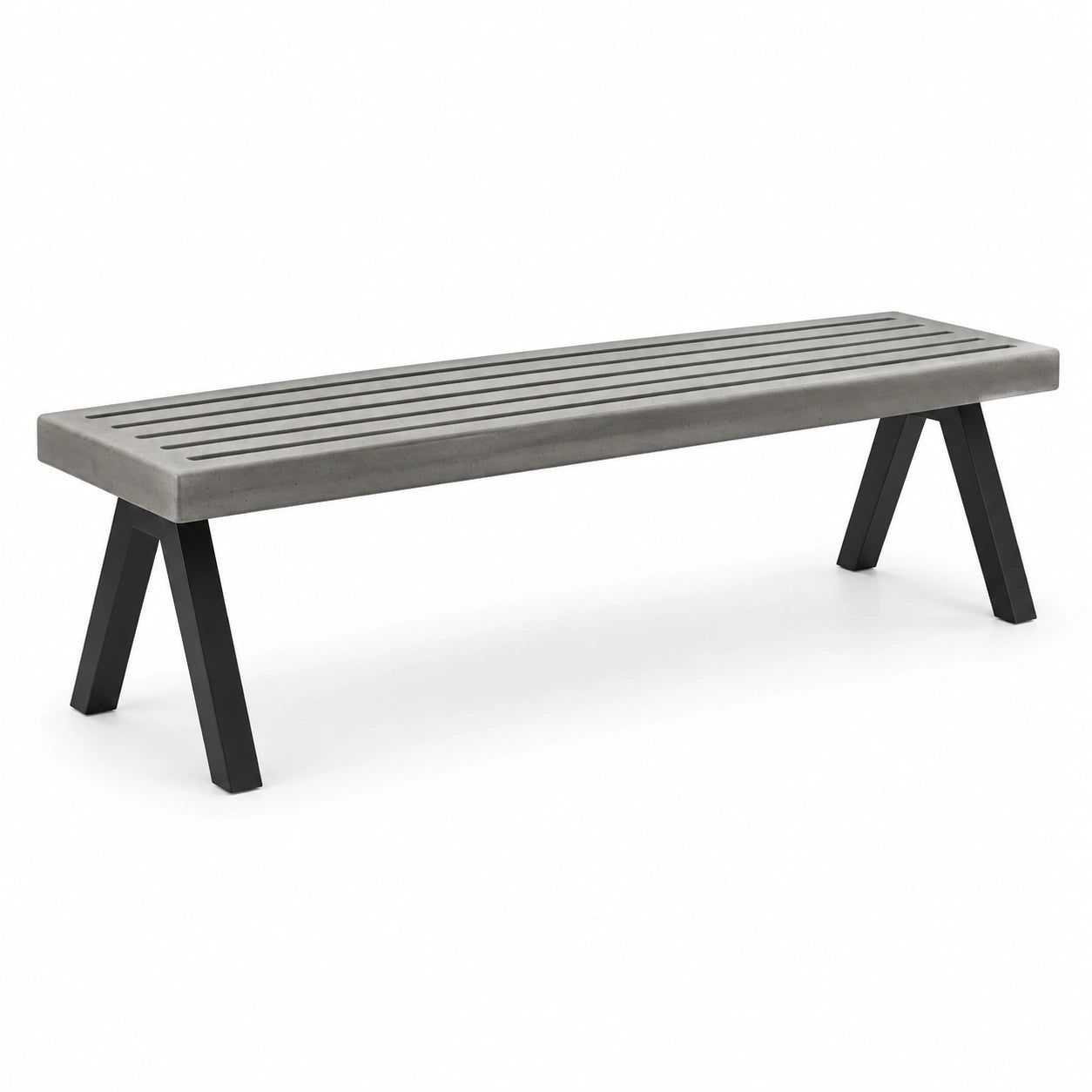 Banc en béton avec pieds en métal noir 180 cm