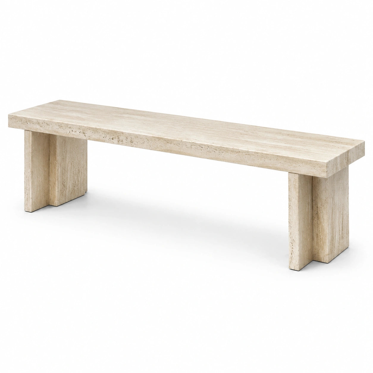Banc en pierre de travertin beige 180x40x45 cm