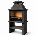 Barbecue en béton noir avec grille en acier inoxydable et briques réfractaires 165 cm