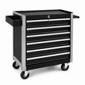Chariot à outils en métal noir avec 6 tiroirs et serrure