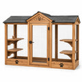 Enclos en bois pour chat avec étagères et toit imperméable
