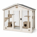 Enclos pour chat en bois de pin et métal galvanisé blanc 180cm x 120cm x 160cm