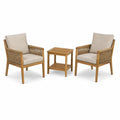 Ensemble bistro en bois avec coussins en polyester beige