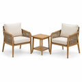 Ensemble bistro en bois avec coussins en polyester et table 60 cm